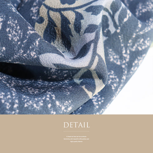 小紋 リサイクル 身丈155cm 裄64.6cm 袷 たたきに蔓草花模様 ブルー Sサイズ お洒落 カジュアル 正絹 広衿 Sランク