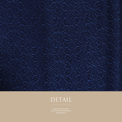 小紋 リサイクル 身丈157.5cm 裄66.4cm 袷 麻の葉柄 藍染 ゆったりサイズ ネイビー Mサイズ お洒落 カジュアル しつけ糸 正絹 広衿 Sランク