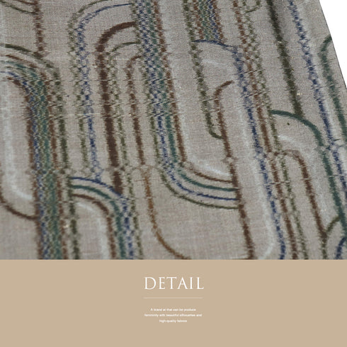 紬 リサイクル 身丈158cm 裄64cm 袷 幾何学模様 パールトーン加工 ブラウン Mサイズ お洒落 カジュアル しつけ糸 正絹 広衿 Sランク