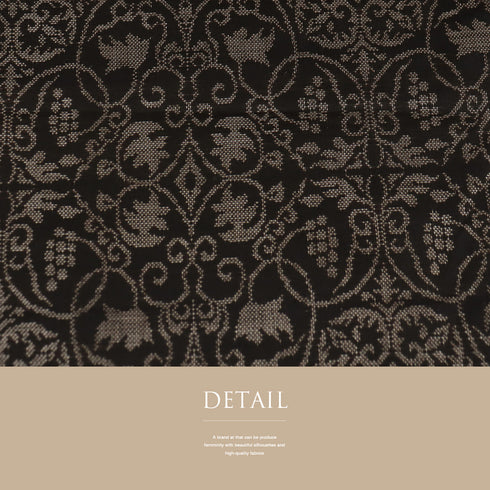 紬 リサイクル 身丈163cm 裄64.8cm 袷 葡萄唐草柄 ブラウン Lサイズ お洒落 カジュアル しつけ糸 正絹 広衿 Sランク