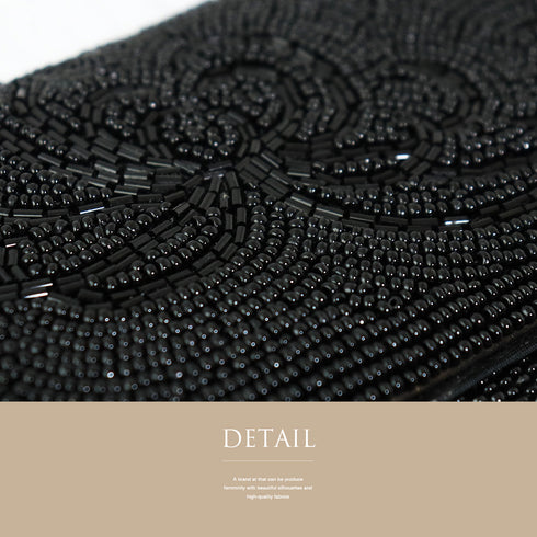 バッグ リサイクル ブラック ビーズ Sランク 花柄 菊柄