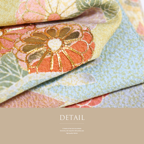 訪問着 リサイクル 身丈162.4cm 裄66.4cm 袷 七宝や菊柄など 金駒刺繍 パールトーン加工 多色 Lサイズ セミフォーマル 一つ紋 正絹 広衿 Sランク