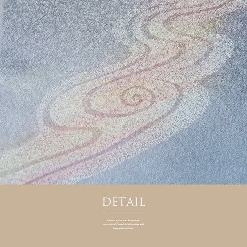 帯揚げ リサイクル お洒落 綸子 正絹 ブルー 流水柄 ぼかし 未使用品 AG-1181