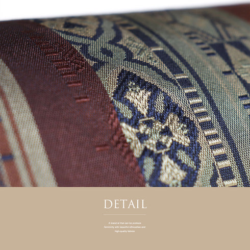 名古屋帯 リサイクル 帯丈365cm 全通 縦縞柄 グリーン Mサイズ 正絹 Sランク お洒落 カジュアル