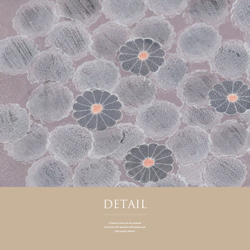 小紋 リサイクル 身丈155.5cm 裄64.6cm 袷 菊地紋 彩色 部分絞り パープル Mサイズ お洒落 カジュアル 正絹 広衿 Aランク