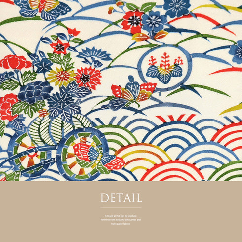 小紋 リサイクル 身丈157.3cm 裄65.6cm 袷 青海派 露芝 花車 蝶々 アイボリー Mサイズ お洒落 カジュアル 正絹 広衿 Sランク