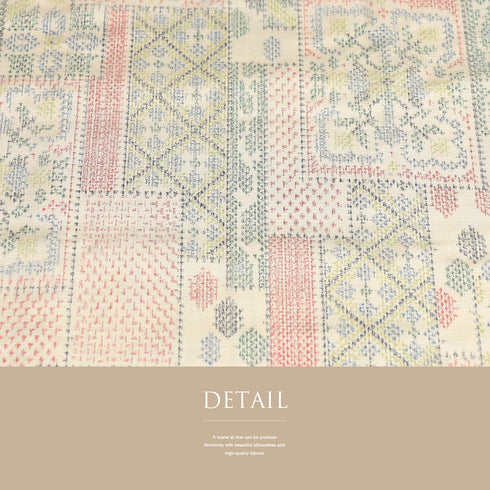 紬 リサイクル 身丈164.8cm 裄66cm 単衣 アイボリー Lサイズ お洒落 カジュアル しつけ糸 正絹 バチ衿 Sランク