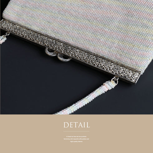 ビーズバック リサイクル 小銭入れセット お洒落 カジュアル 横幅21.5cm 高さ14cm マチ5cm Aランク 和装小物 ET-199