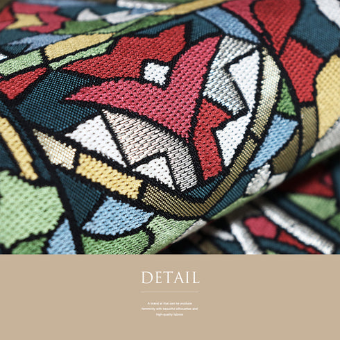 袋帯 リサイクル 帯丈414cm 六通 ステンドグラス柄 多色 SSサイズ 正絹 Sランク お洒落