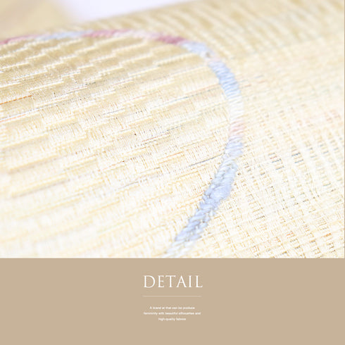 袋帯 リサイクル 帯丈456cm 全通 すくい織り ベージュ Lサイズ 正絹 Sランク カジュアル