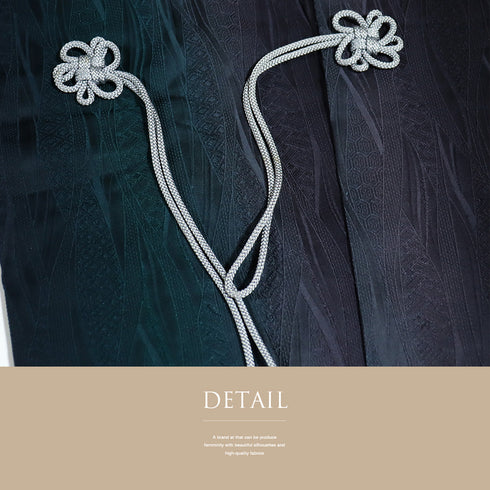 道中着 リサイクル 身丈16.5cm 裄63.6cm 袷 ロング丈 地紋 グリーン Sサイズ お洒落 正絹 Sランク