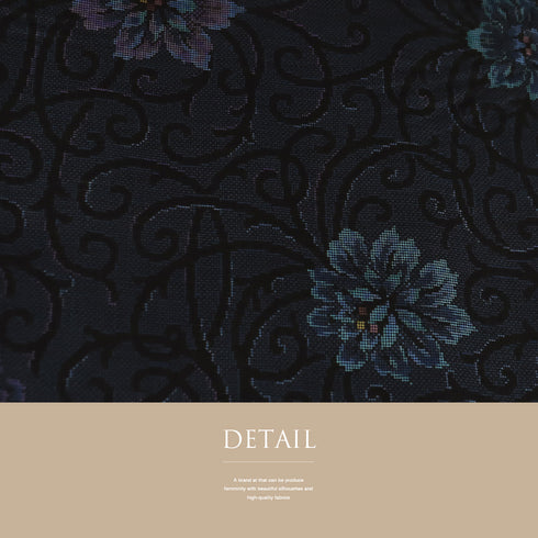 大島紬 リサイクル 身丈160.7cm 裄63.8cm 袷 花 唐草 ネイビー Lサイズ お洒落 カジュアル しつけ糸 正絹 広衿 Sランク