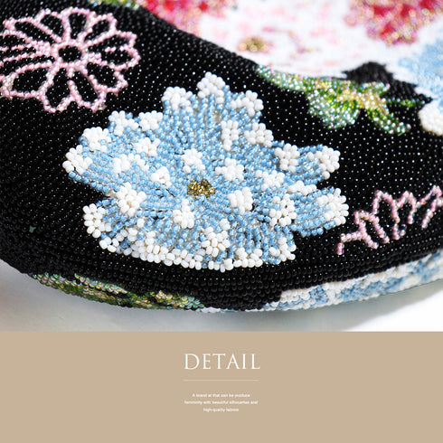 バッグ ブラック ビーズ Aランク ビーズバック 花柄