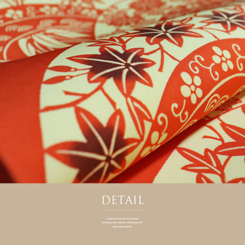 名古屋帯 リサイクル 帯丈363.5cm 全通 塩瀬 デザイン青海波柄 オレンジ Mサイズ 正絹 Sランク お洒落