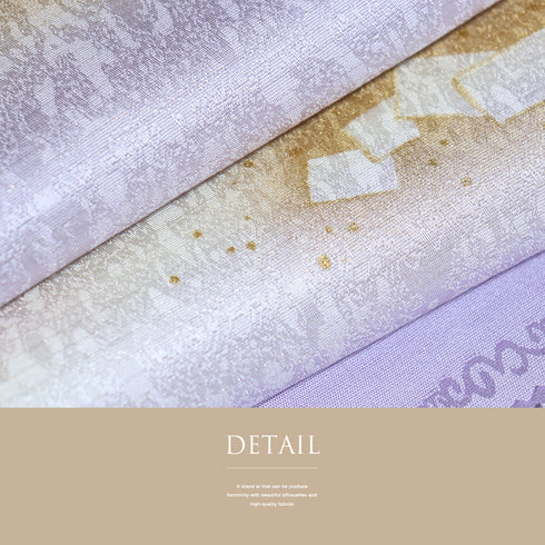 帯揚げ リサイクル お洒落 綸子 正絹 パープル 金ラメ ぼかし柄 新品・未使用品 AG-1233