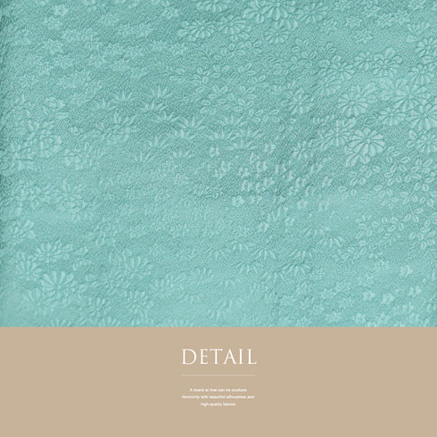 色無地 リサイクル 身丈157.3cm 裄62.6cm 袷 小花柄 梶山伸監修 ブルー Mサイズ お洒落 落款 正絹 広衿 地紋あり Sランク