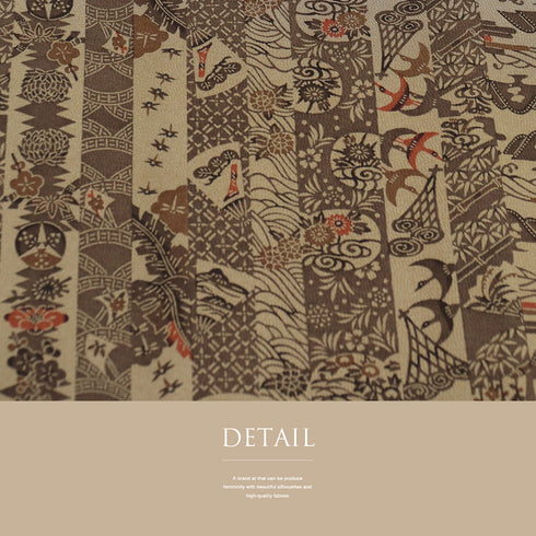 小紋 リサイクル 身丈155.2cm 裄63cm 袷 寄せ柄 ブラウン Sサイズ お洒落 カジュアル 正絹 広衿 Aランク