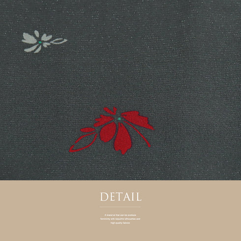 小紋 リサイクル 身丈161cm 裄65.6cm 袷 花柄 グレー Lサイズ お洒落 カジュアル 正絹 バチ衿 Sランク