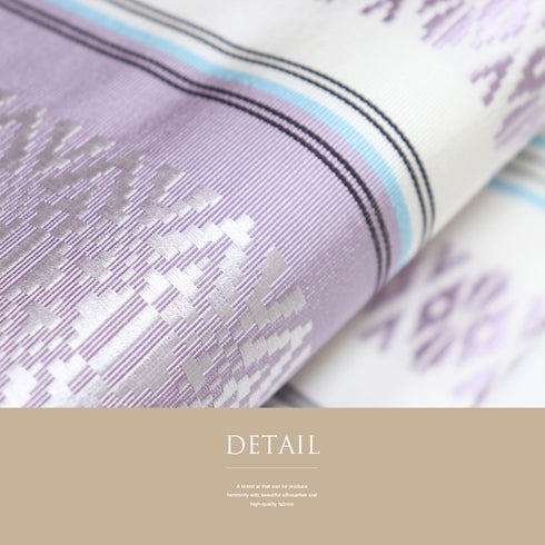 名古屋帯 リサイクル 帯丈365cm 全通 献上柄 ホワイト Mサイズ 正絹 Sランク カジュアル お洒落