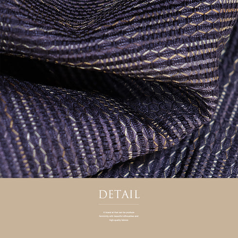 道行コート リサイクル 身丈111.8cm 裄71.6cm 単衣 格子柄 スリーシーズン 薄物 奄美大島本泥染 パープル LLサイズ お洒落 証紙 正絹 Sランク