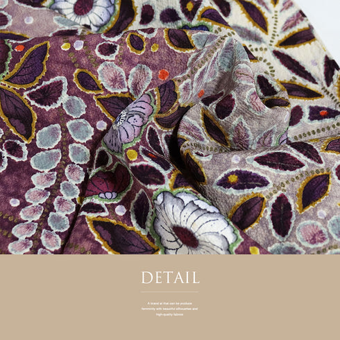 訪問着 リサイクル 身丈161cm 裄64cm 袷 辻ヶ花模様 後絞り 箔加工 松本孝美作 パープル Lサイズ お洒落 落款 しつけ糸 正絹 広衿 Sランク