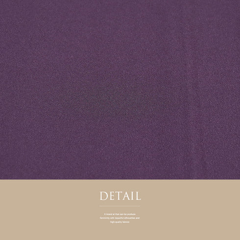 色無地 リサイクル 身丈161.2cm 裄65cm 袷 パープル Lサイズ セミフォーマル お洒落 一つ紋 ポリエステル 洗える着物 バチ衿 地紋なし Sランク