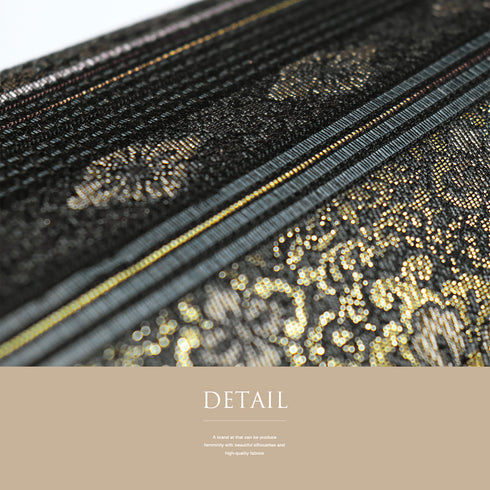 袋帯 リサイクル 帯丈432cm 六通 横段柄 ブラック Sサイズ 正絹 Sランク フォーマル セミフォーマル