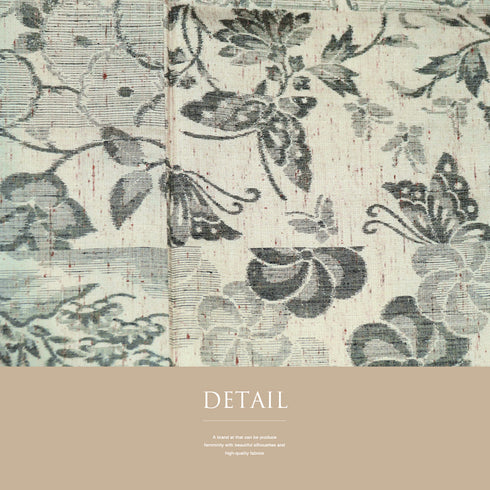 紬 リサイクル 身丈168.8cm 裄66.2cm 袷 花柄 蝶柄 ガード加工 アイボリー LLサイズ お洒落 カジュアル 正絹 広衿 Sランク