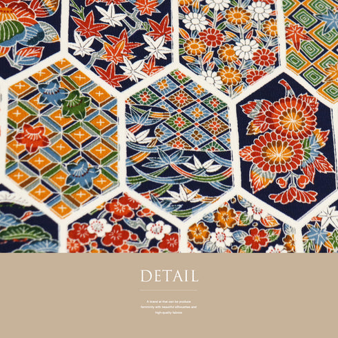 小紋 リサイクル 身丈159.8cm 裄64.8cm 袷 亀甲繋ぎ 草花柄 ネイビー Mサイズ お洒落 カジュアル 正絹 広衿 Sランク