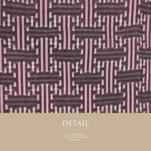 小紋 リサイクル 身丈153cm 裄64cm 袷 絣模様 アンティーク パープル Sサイズ カジュアル 木綿 洗える着物 広衿 Sランク