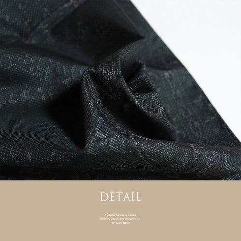 大島紬 リサイクル 身丈161.2cm 裄66.8cm 袷 草花柄 ネイビー Lサイズ お洒落 カジュアル 証紙 しつけ糸 正絹 広衿 Sランク