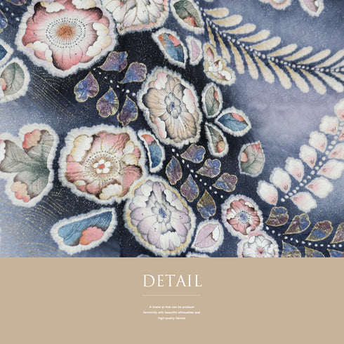 リサイクル 身丈159.5cm 裄66cm 袷 辻ヶ花 ぼかし ブルー Mサイズ お洒落 落款 正絹 広衿 Sランク