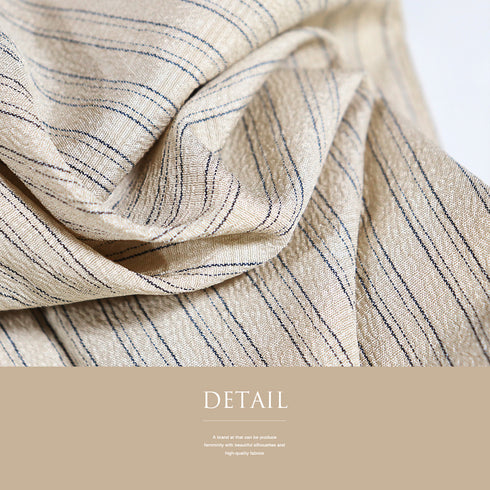 付下げ リサイクル 身丈169cm 裄66.8cm 単衣 縞柄 塩沢紬 ベージュ サイズ お洒落 しつけ糸 正絹 広衿 Sランク