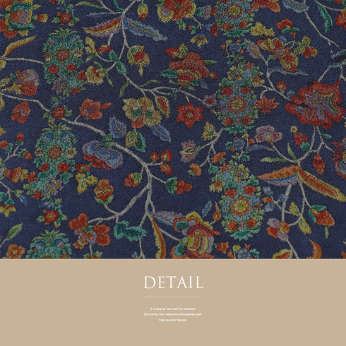 小紋 リサイクル 身丈159cm 裄64cm 袷 唐草柄 ネイビー Mサイズ お洒落 カジュアル 正絹 広衿 Sランク