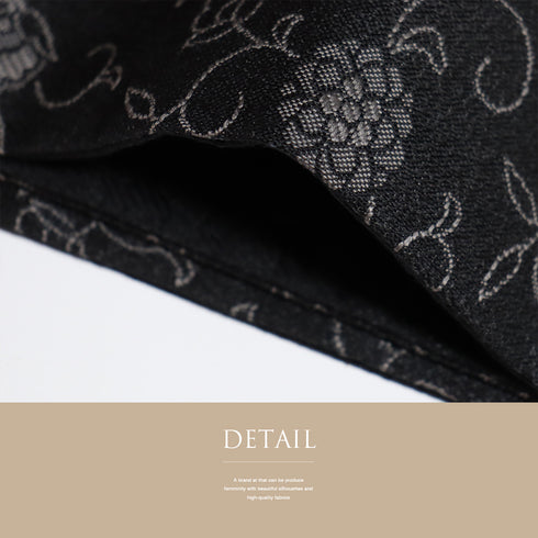 名古屋帯 リサイクル 帯丈375cm 六通 花柄 ブラック Mサイズ ポリエステル 未使用品 お洒落 カジュアル