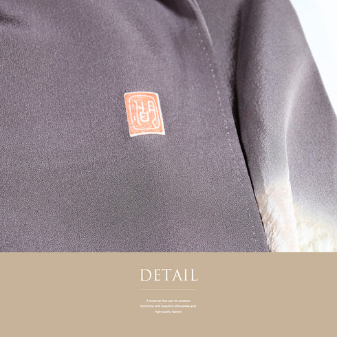 色留袖 リサイクル 身丈166.2cm 裄66.4cm 袷 おぼろ染め 相良刺繍 絞り 滝奏 パープル LLサイズ セミフォーマル 落款 一つ紋 正絹 広衿 Sランク