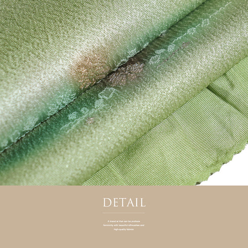 帯揚げ リサイクル ちりめん グリーン 正絹 未使用品 花柄