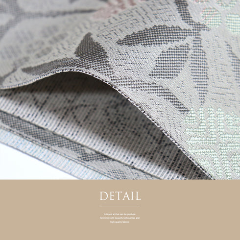 袋帯 リサイクル 帯丈448cm 六通 草花模様 グレー Mサイズ 正絹 Sランク お洒落