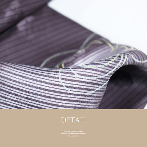 長襦袢 リサイクル 長襦袢 身丈130.3cm 裄69.2cm 袷 梅柄 縞柄 地紋 後見頃居敷当て付き パープル LLサイズ お洒落 カジュアル 正絹 袖無双 Sランク