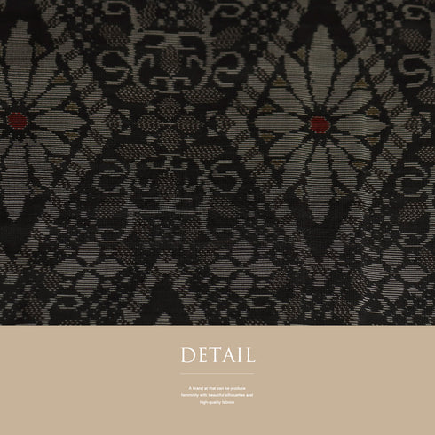 紬 リサイクル 身丈163.3cm 裄66.8cm 袷 花菱模様 ブラック Lサイズ お洒落 お洒落 正絹 広衿 Sランク