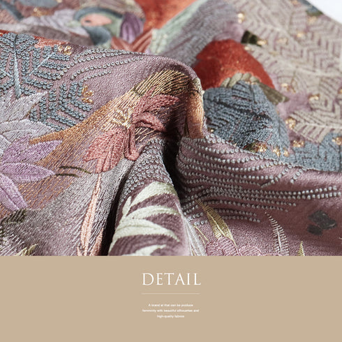 訪問着 リサイクル 身丈156.5cm 裄62.8cm 袷 蘇州刺繍 鴛鴦柄 パープル Mサイズ フォーマル セミフォーマル 落款 しつけ糸 正絹 広衿 Sランク