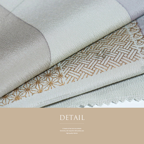 帯締め・帯揚げセット リサイクル 平組紐 ちりめん ブルー 正絹 Sランク 地紋