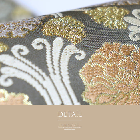 袋帯 リサイクル 帯丈438cm 六通 立涌牡丹文様 ブラウン Mサイズ 正絹 Sランク フォーマル セミフォーマル