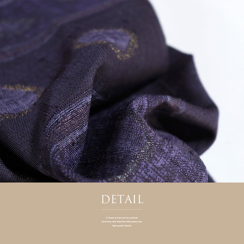 紬 リサイクル 身丈159cm 裄62.4cm 単衣 付下げ柄 パールトーン加工 パープル Mサイズ お洒落 正絹 広衿 Aランク