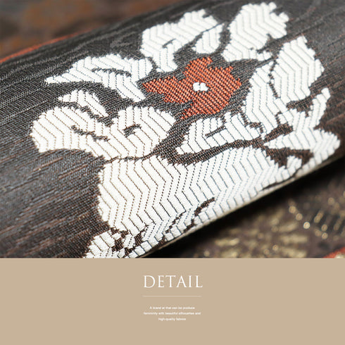 名古屋帯 リサイクル 帯丈375cm 六通 市松にうさぎ柄 ブラウン Mサイズ 正絹 Sランク お洒落