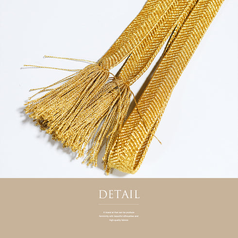 帯締め リサイクル セミフォーマル 平組紐 ゴールド 正絹 新品・未使用品 純金糸 皇結び