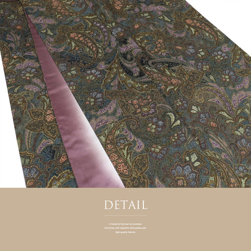 小紋 リサイクル 身丈160.8cm 裄68.4cm 袷 抽象柄 グリーン Lサイズ お洒落 カジュアル しつけ糸 正絹 広衿 Sランク