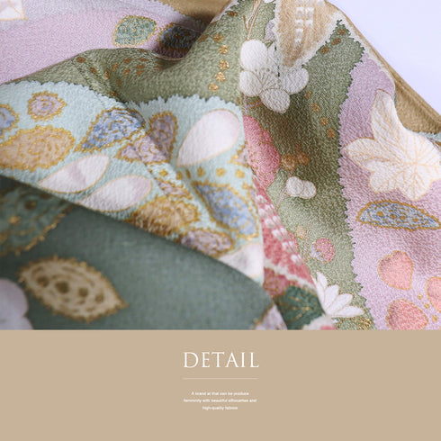 訪問着 リサイクル 身丈161.8cm 裄66.4cm 袷 梅竹 箔 ブラウン Lサイズ セミフォーマル お洒落 正絹 広衿 Sランク