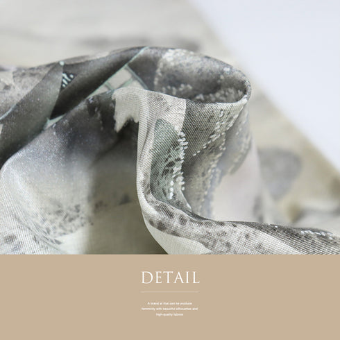 付下げ リサイクル 身丈166.4cm 裄65.6cm 袷 紬 お召 御堂のある風景柄 箔 グレー LLサイズ お洒落 正絹 広衿 Sランク