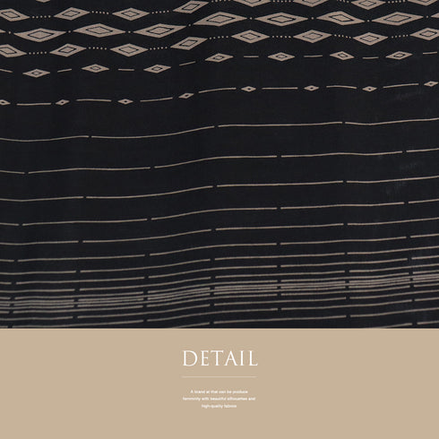 小紋 リサイクル 夏着物 身丈162.5cm 裄66.8cm 夏物 デザイン菱柄 ブラック Lサイズ カジュアル しつけ糸 不明 広衿 Sランク